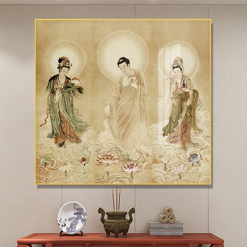 西方佛像客厅中堂背景墙装饰画