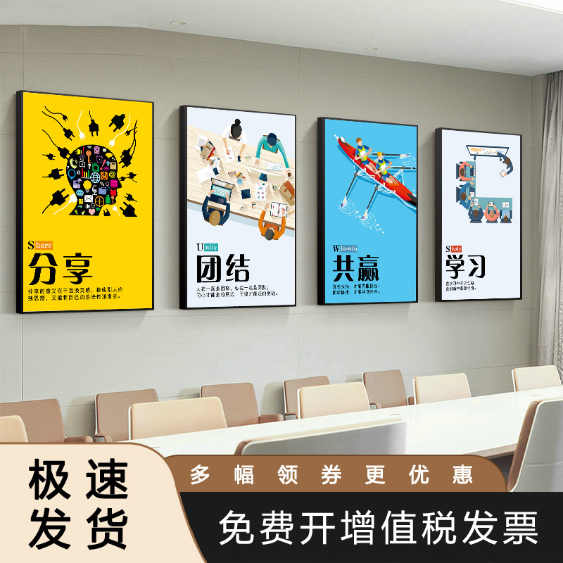 互联网电商科技公司装饰画企业文化墙画会议室壁画办公室励志挂画