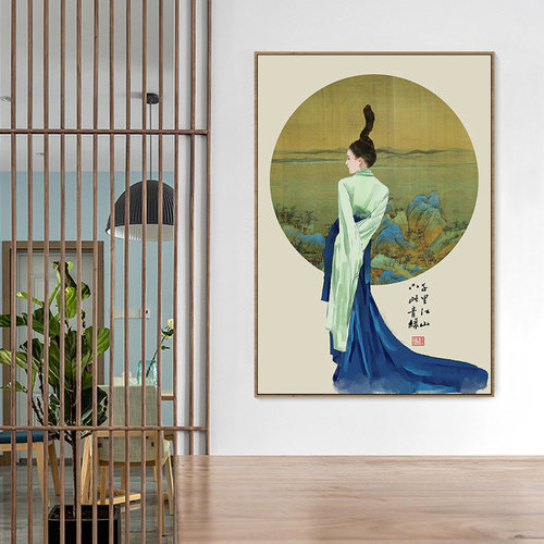 只此青绿千里江山图新中式挂画