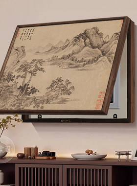 新中式禅意山水实木电表箱画餐厅遮挡配电箱挂画入户墙面遮盖挂画