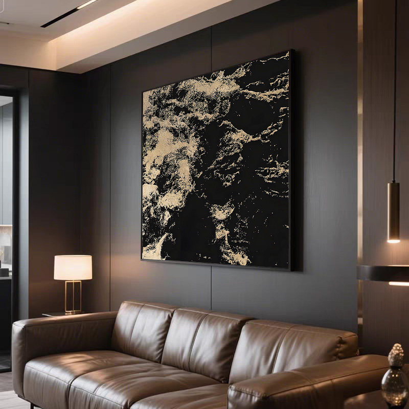 意式极简挂画客厅玄关背景墙黑白高级感壁画肌理海浪方形装饰画框,家居饰品,现代装饰画,淘宝优惠券,粉丝福利购,淘宝优惠卷