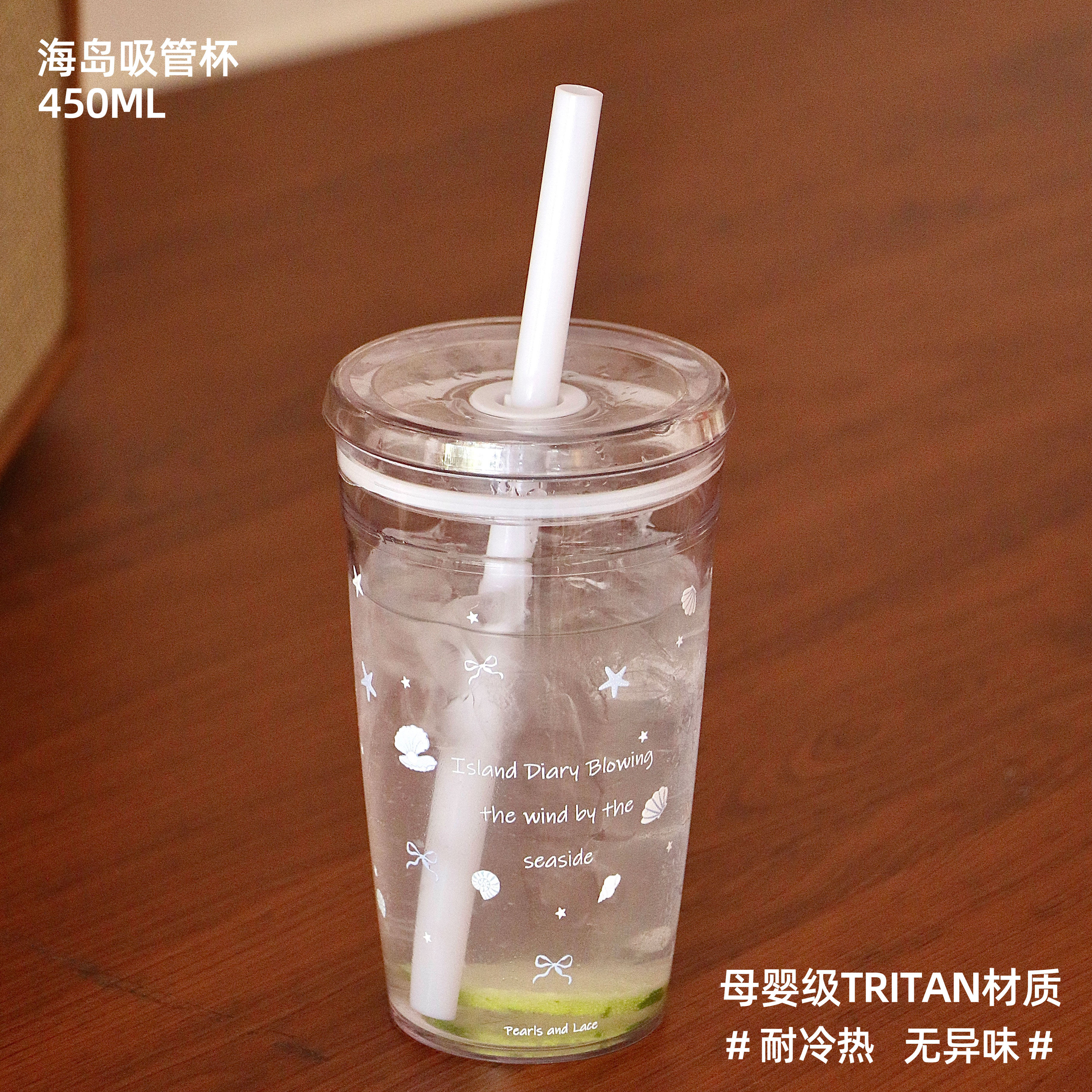TOPCUP原创tritan耐高温塑料咖啡大容量女高颜值桌面带盖水杯子图片