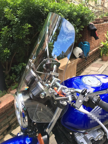 摩托车挡风玻璃改装圆灯通用pc 耐磨前挡风CB400挡风加厚4.5MM