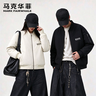 马克华菲秋冬美式潮牌飞行员夹克男女情侣加厚保暖棒球棉服外套