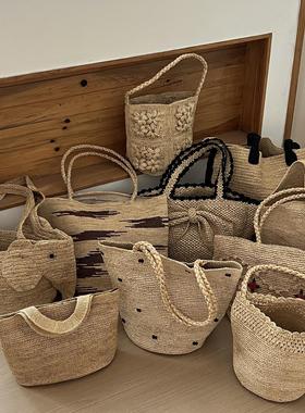 拉菲草编包包度假风沙滩包女夏天百搭休闲通勤大容量单肩包