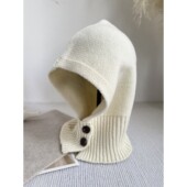 纯羊毛针织巴拉克拉法帽女冬季 保暖护耳围巾一体帽子毛线帽子遮脸