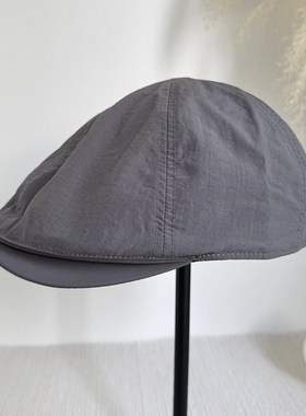 复古灰色前进帽女春夏贝雷帽显脸小大头围画家帽报童帽老钱风男士