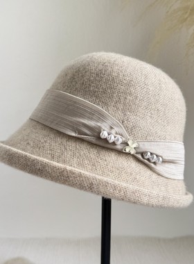 渔夫帽女秋冬优雅蝴蝶结保暖盆帽显脸小休闲复古千金小礼帽可折叠