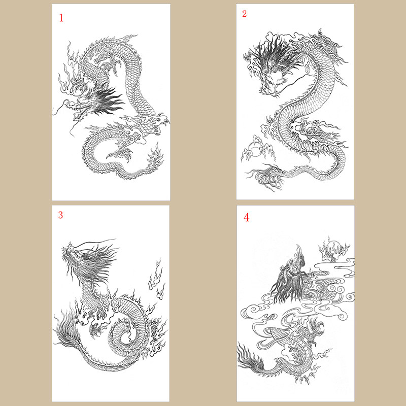 工笔画打印白描素材龙初学者临摹勾线过稿上色练习