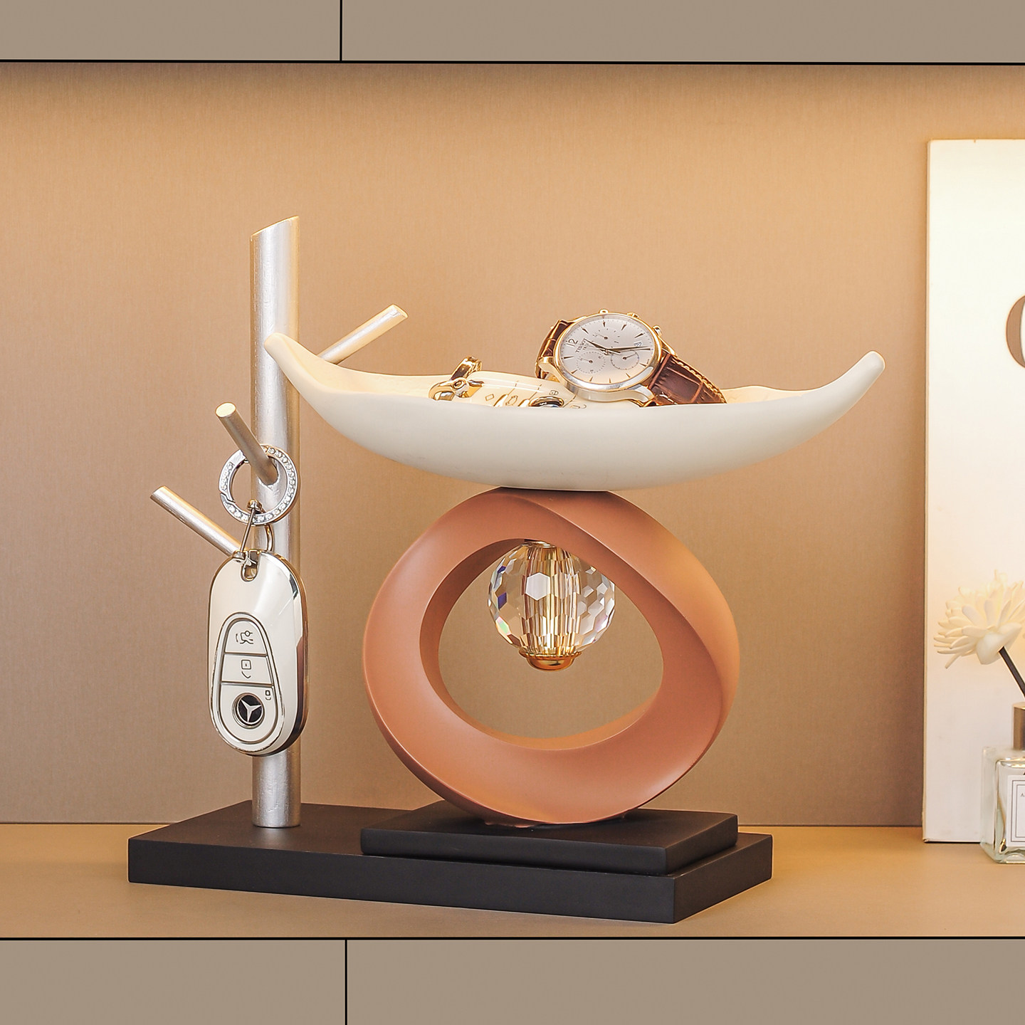 时来运转玄关放钥匙的摆件入户鞋柜收纳托盘客厅轻奢高档艺术装饰,家居饰品,装饰摆件,淘宝优惠券,粉丝福利购,淘宝优惠卷