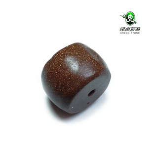 清代DIY古珠大颗西藏老金沙桶珠配珠 不还价 lssp 绿色石品wp479