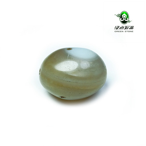 lssp/绿色石品wp500 不还价 单珠配饰 老清代缠丝玛瑙橄榄型配珠