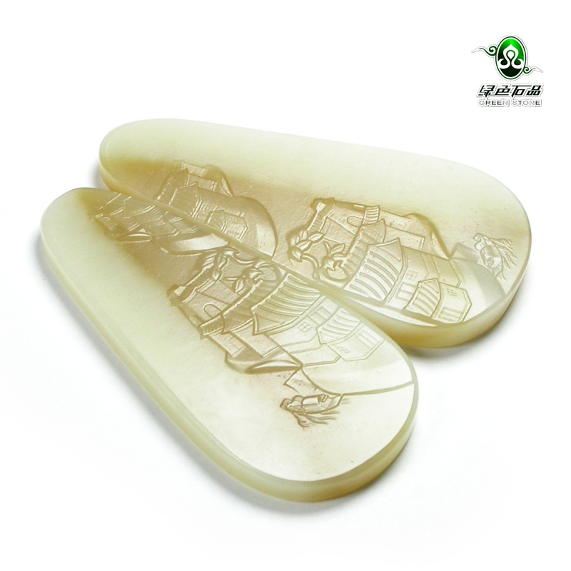 天然糖白玉山水意境吊坠不还价