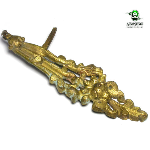 lssp/绿色石品mz3426  百年收藏品明代铜鎏金挂件不还价