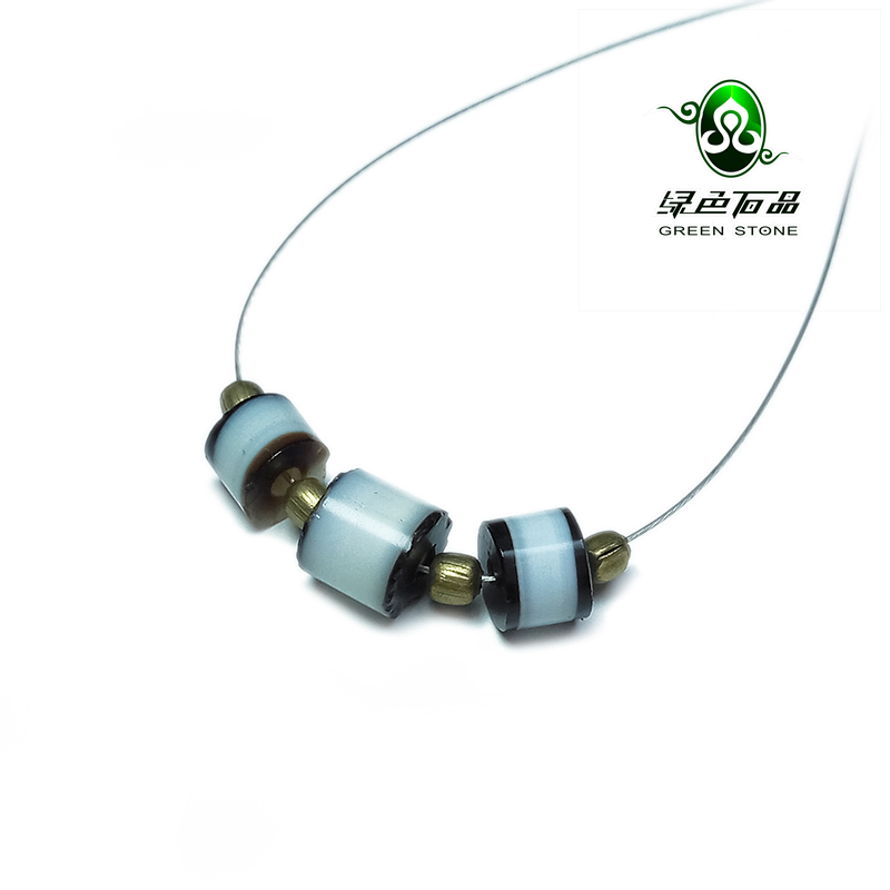 lssp/绿色石品wp983 不还价 大年份老珠缠丝玛瑙剁型珠子散珠