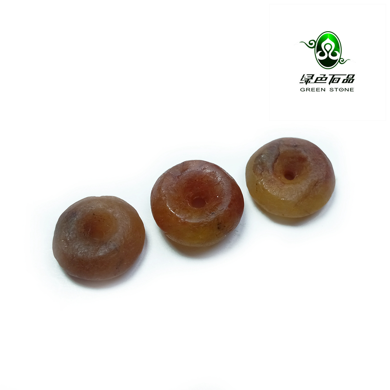 lssp/绿色石品wp422 不还价 多颗DIY古珠高古老玛瑙飞碟珠配珠