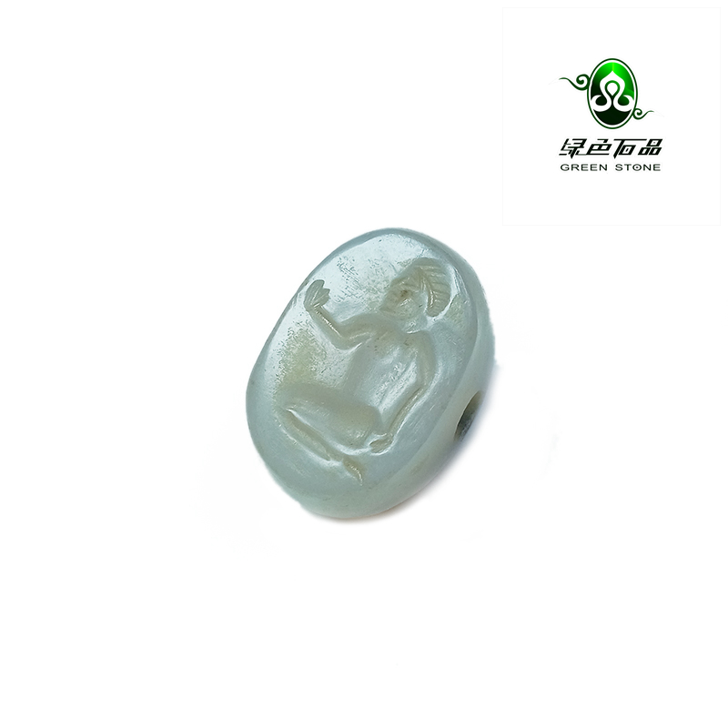 lssp/绿色石品wp1303 不还价 大尺寸玛瑙珠材质复刻萨珊印章配件