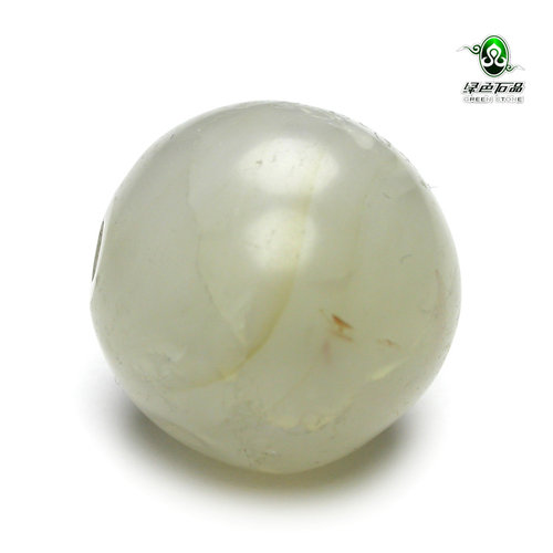 lssp/绿色石品gz3089 不还价百年左右老白玛瑙珠大规格配珠
