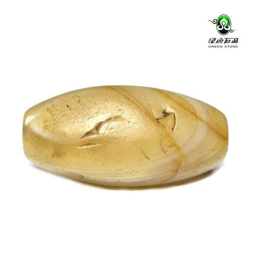 lssp/绿色石品gz3454 不还价带满风化高古老玛瑙橄榄珠配珠子