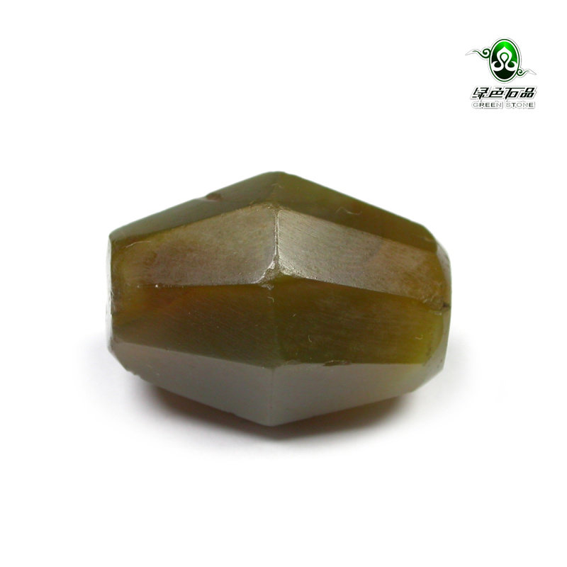 lssp/绿色石品gz2252-不还价 包老清代老多棱玛瑙珠DIY多宝珠