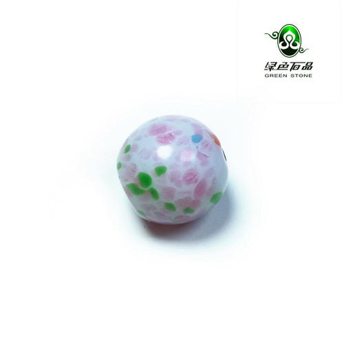 lssp/绿色石品wp166 不还价 清代点彩琉璃珠子 老琉璃圆配珠