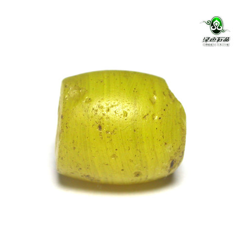 lssp/绿色石品gz3013 不还价西藏饰品清代官造芒果黄老琉璃散珠