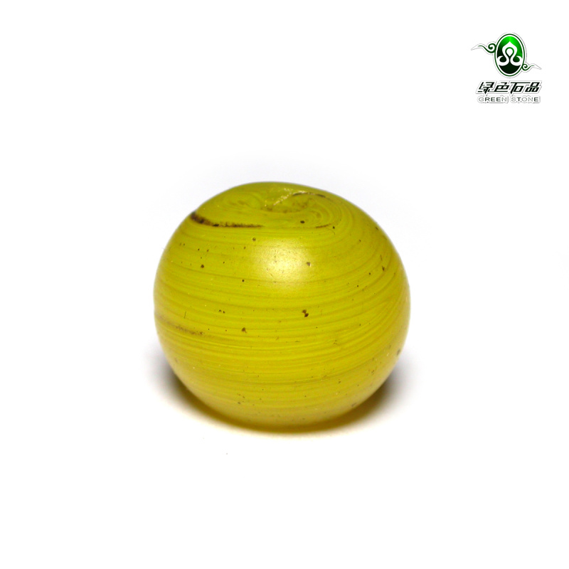 lssp/绿色石品gz1951-不还价 清代老琉璃珠黄琉璃多宝手串配珠