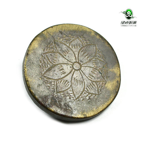 lssp/绿色石品mz2813 藏风莲花款 铜纽扣老扣子铜器不还价