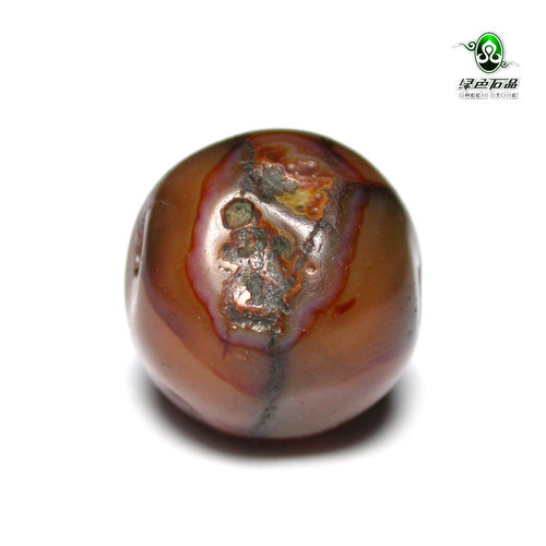 lssp/绿色石品gz1943-不还价 包老清点老玛瑙珠直径19.5mm