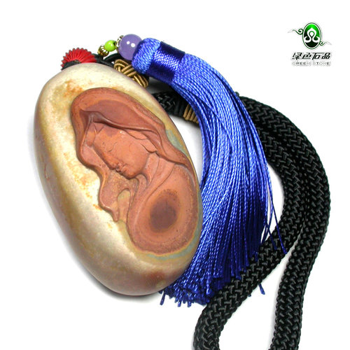 lssp/绿色石品mz3815 不还价纯手工雕刻天然海洋石侧颜美女手把件