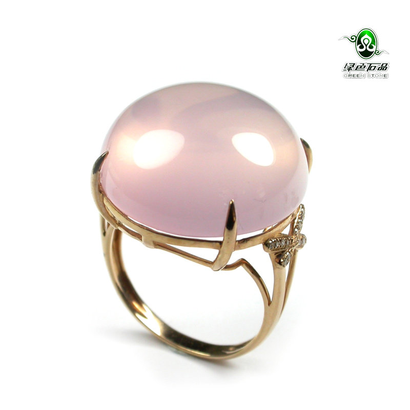 lssp/绿色石品gy956 不还价芙蓉石戒指18k金天然莫桑比克粉晶送证
