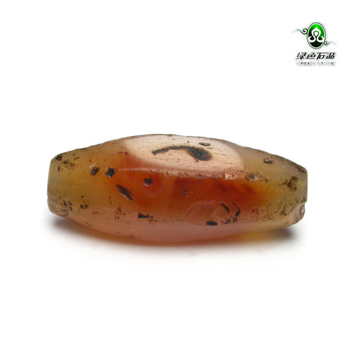 lssp/绿色石品gz3163 不还价 包老高古多棱老玛瑙珠DIY配珠