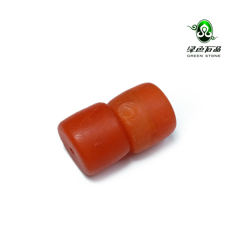 lssp/绿色石品wp858 不还价 清代橘色老琉璃桶实拍DIY对珠散珠