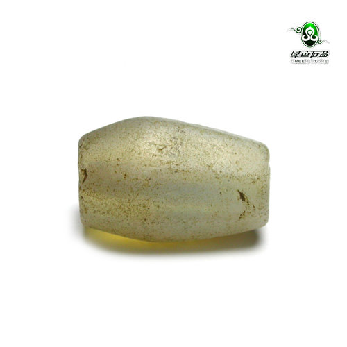 lssp/绿色石品gz2200-不还价老琉璃珠清代白琉璃珠子DIY多宝配珠