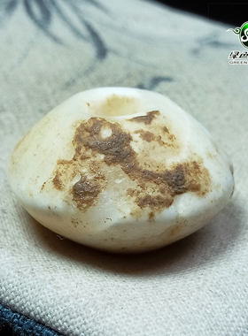 lssp/绿色石品wp1412 不还价 文化期白色石质飞碟大孔珠DIY散珠