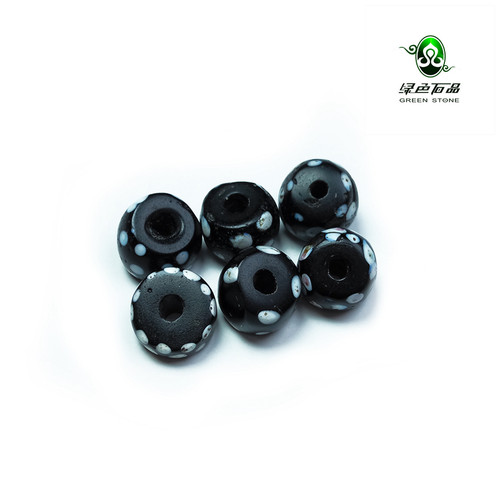 lssp/绿色石品wp258 不还价 清代点彩老琉璃多颗DIY配珠 剁型珠