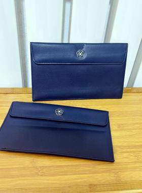 出口日本藏蓝色纯色净版和风pu材质票据夹尺寸13*23厘米