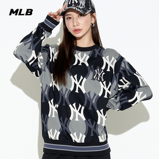 MLB男女情侣圆领卫衣复古老花运动休闲3AMTY0124 43WIS 50BKS