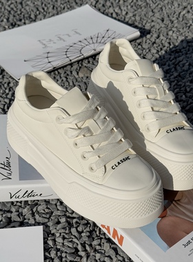 欧货真皮厚底小白鞋女2026春款松糕底轻便板鞋丑萌大头休闲面包鞋