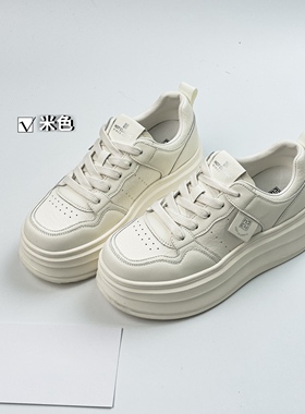 推荐款真皮百搭小白鞋女鞋2026春季新款厚底增高休闲运动板鞋女鞋