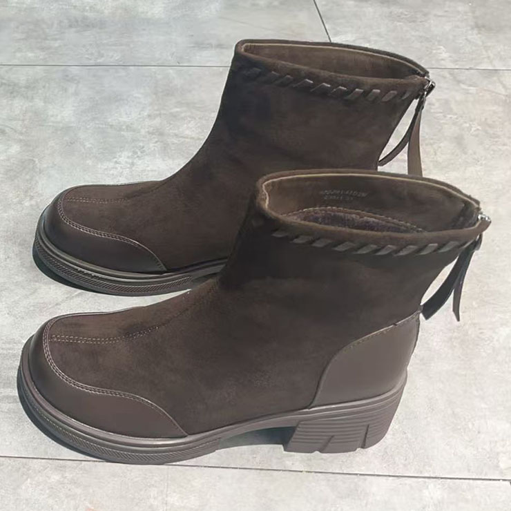 休闲厚底后拉链短靴女靴