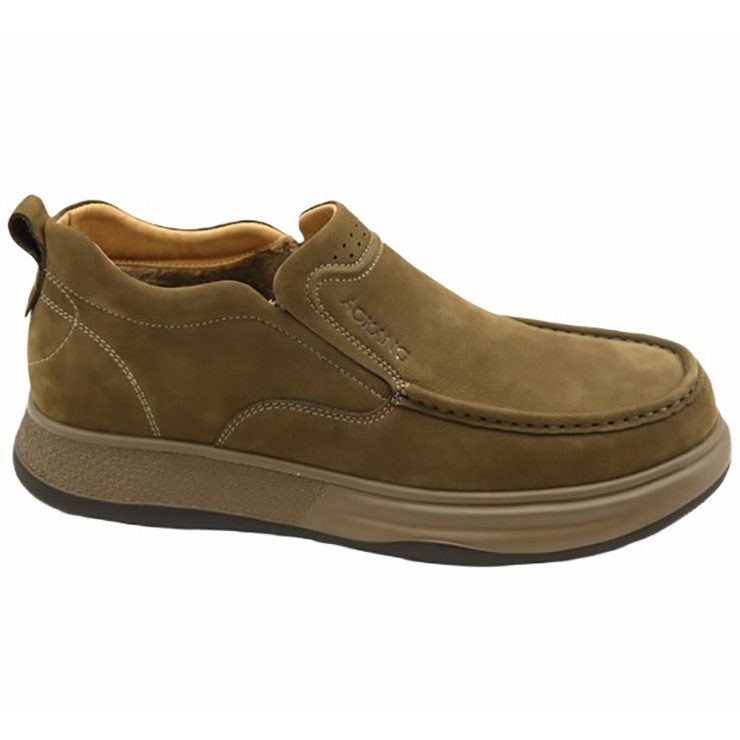 休闲牛皮套脚绒里厚底男棉鞋