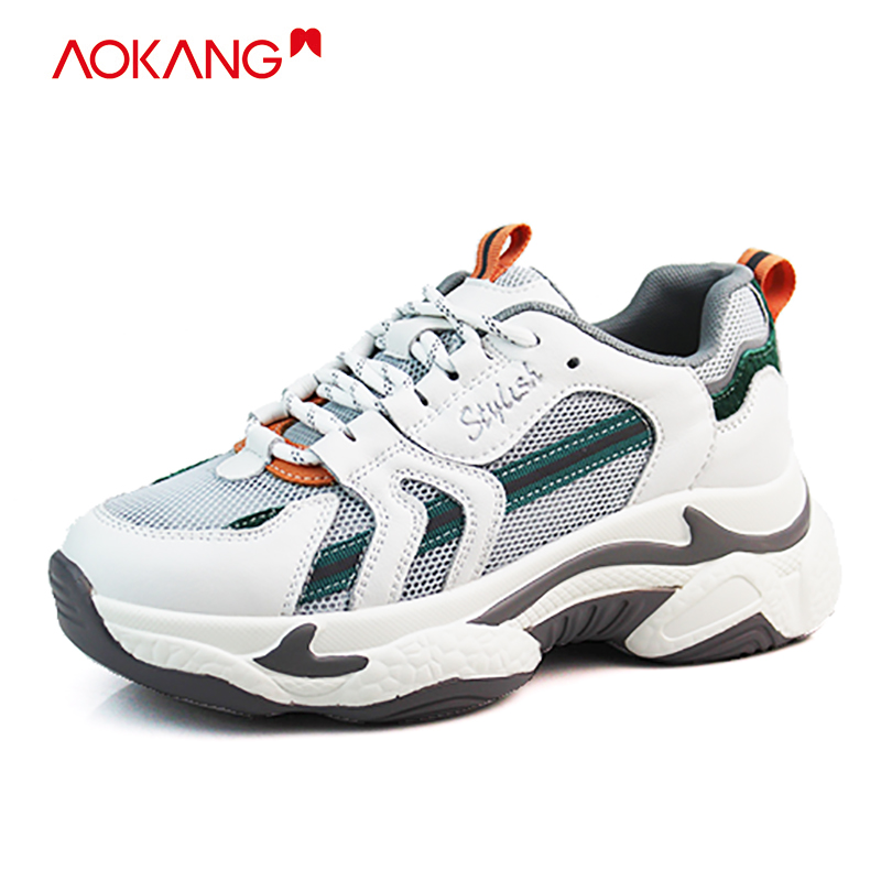 奥康休闲厚底圆头老爹鞋