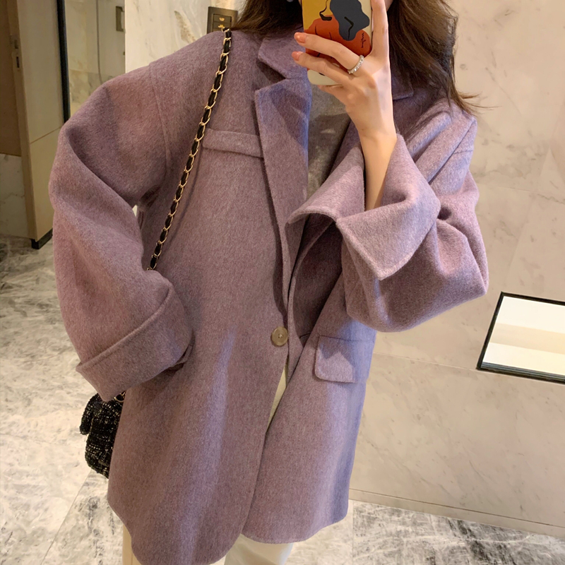安娜家牛乳大衣~气质双面呢大衣 短款小个子毛呢外套女秋冬MMCO