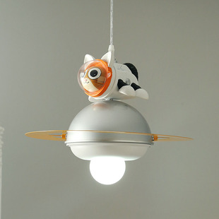 太空猫儿童房灯卧室m灯女孩男孩床头卡通吧台现代简约餐厅吊灯具