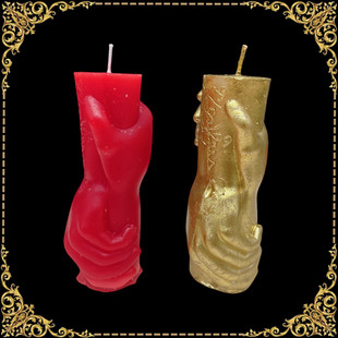 特色手工造型手牵手不放手握手蜡烛红色金色