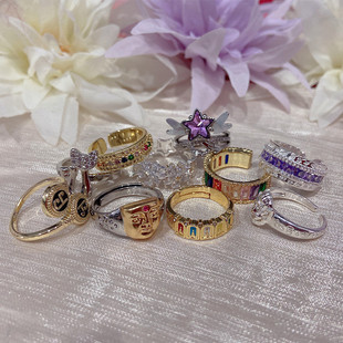 顶鼎泰牌泰国特色工艺品狐狸蝴蝶五眼四耳大富翁拉胡花朵戒指集合