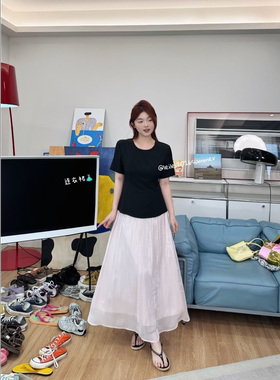 蕾蕾【珠光涟漪】珠光感半裙拼接显瘦上衣假两件连衣裙