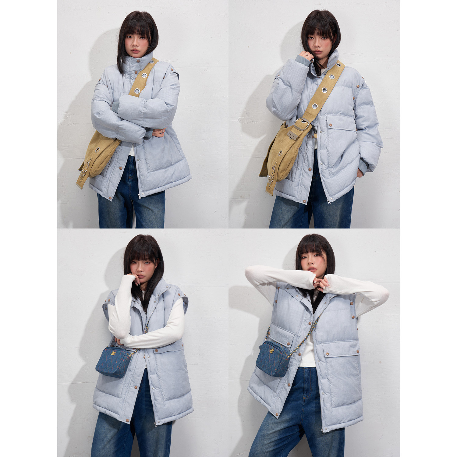 蕾蕾【一衣'两'穿】袖子可拆卸两穿宽松立领羽绒外套