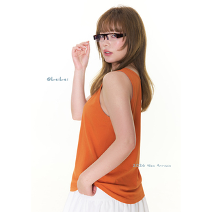 背心上衣 简约百搭纯色U领无袖 蕾蕾 老头背心